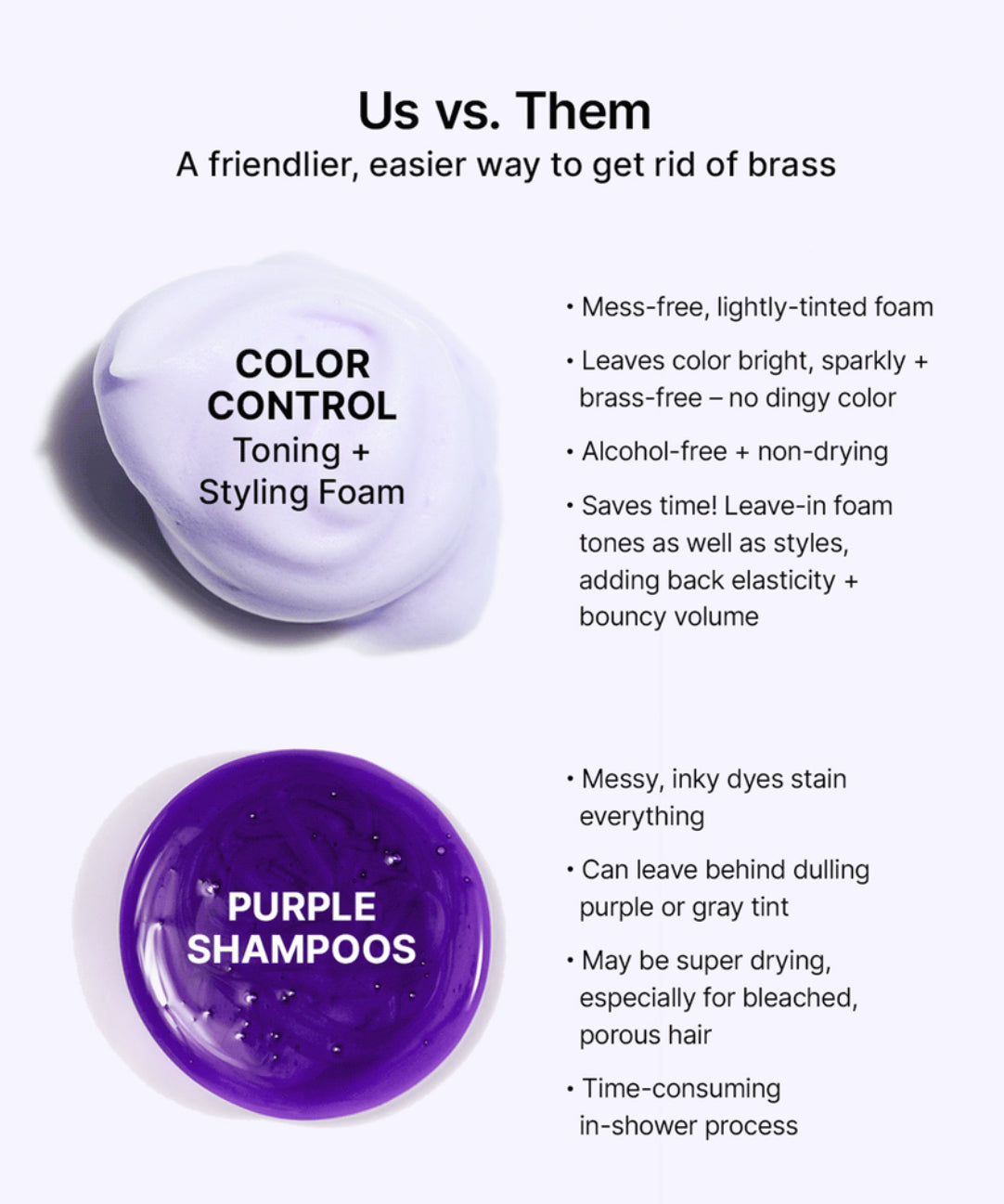 WOW Color Control Purple Toning + Styling Foam for Light Hair
